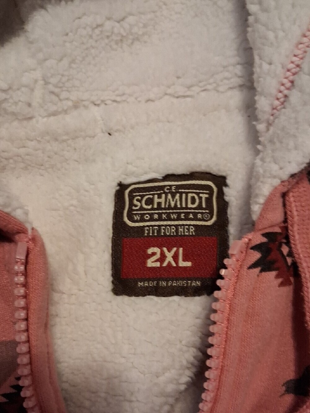 Pink Sherpa-Lined Horse Print Hooded Puffer Jacket Size 2XL - Picture 2 of 4
